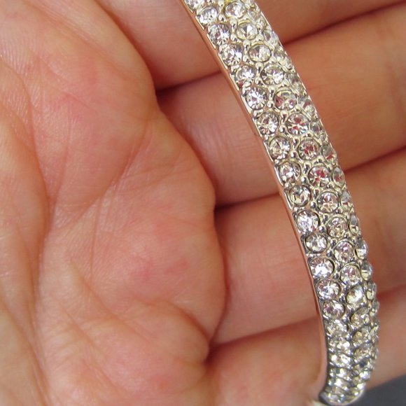 Anne Klein Silver Tone Pave Set Crystal Bangle - Picture 9 of 9